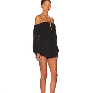 Tularosa Black Off-Shoulder Romper with Detachable straps